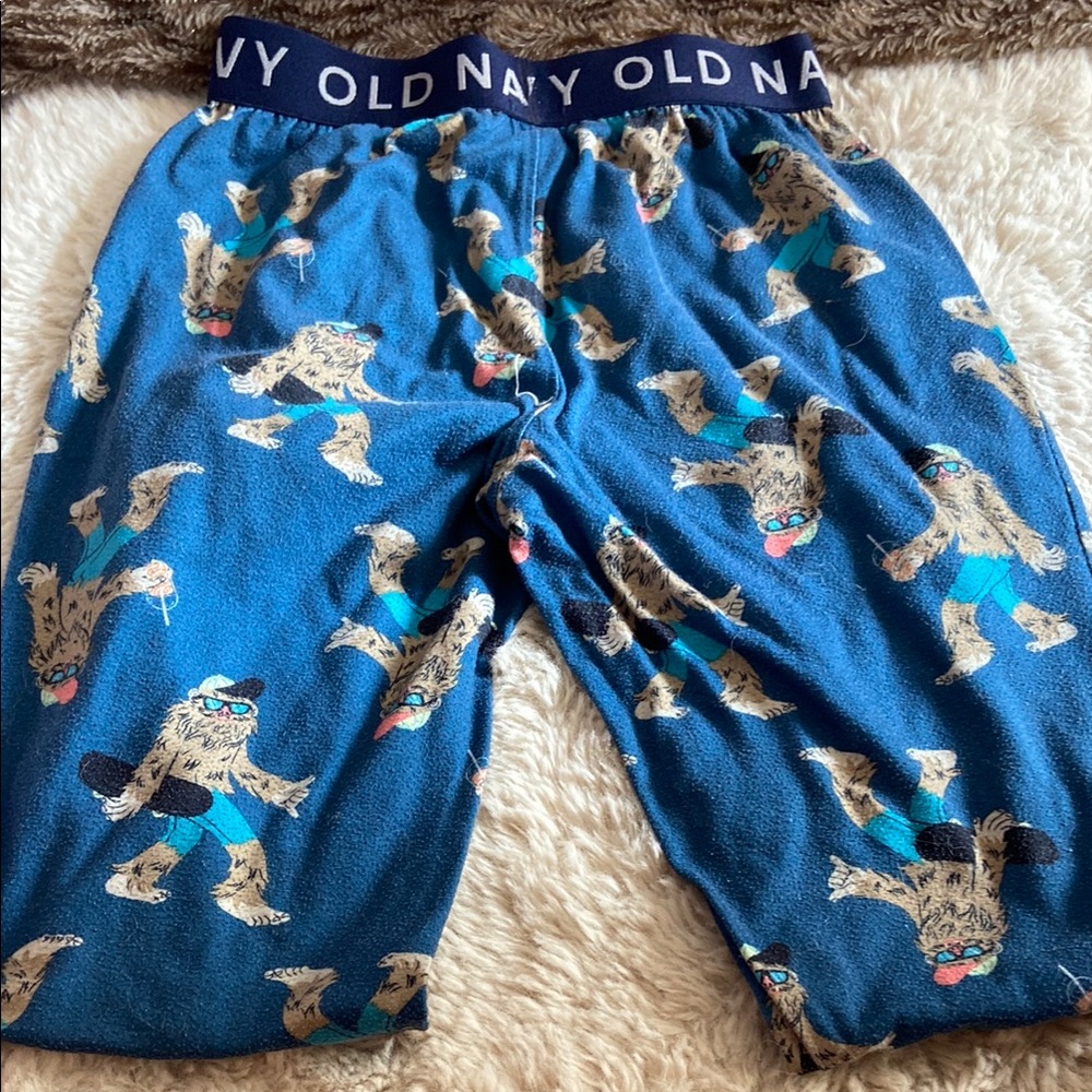 Old Navy Blue Pajama Bottoms with Fun Character Print